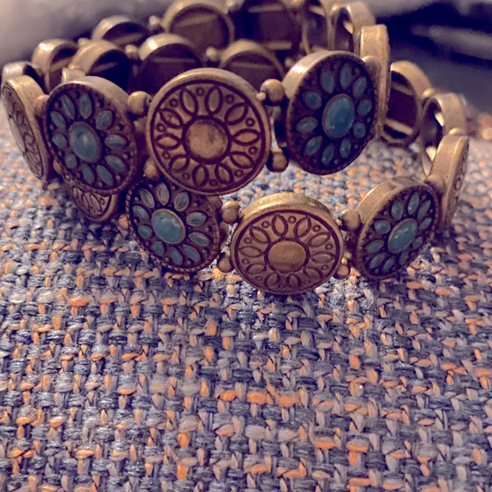 (2) Express Boho Turquoise & Brass bracelets
